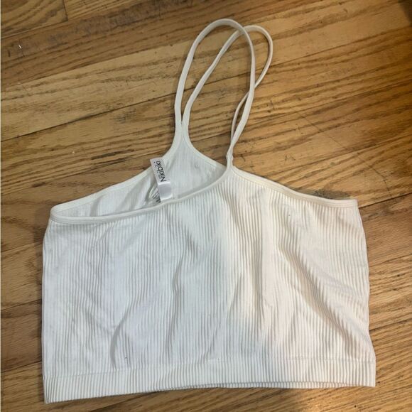 Nikibiki White Ribbed one shoulder tank size o/s EUC - Picture 2 of 4